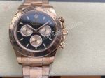 ARF Rolex Daytona Dandong 4131 Movement 904L Steel 40mm Black Face RG Band Watch